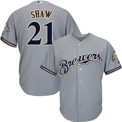Brewers #21 Travis Shaw Grey Cool Base Stitched Youth MLB Jersey